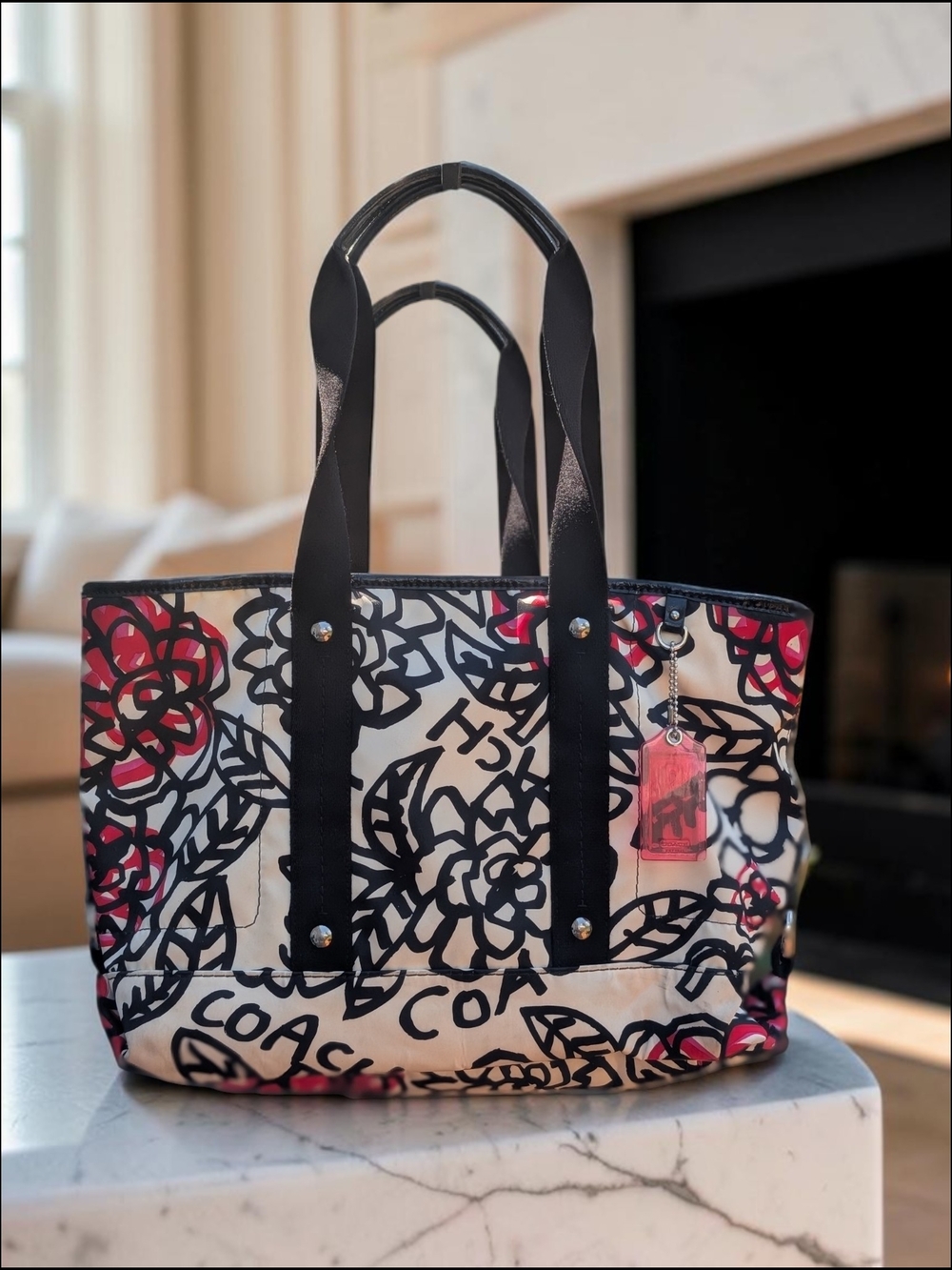 Coach Vintage Poppy Daisy Graffiti F16583 Floral-Print Tote